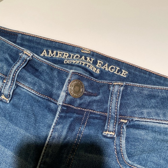 Skinny Ripped Blue Jeans Size 0 - American Eagle Outfitters Next Level Stretch - Picture 2 of 6